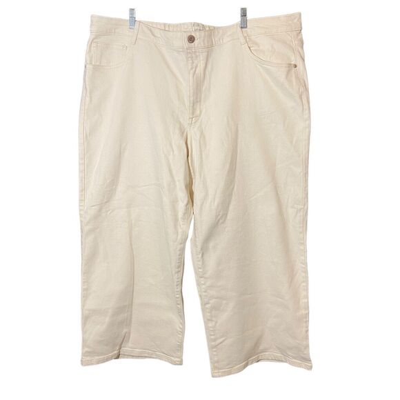 J. Jill Denim - J. Jill Denim High-Rise Full‎ Leg Denim Crops White Jeans Size 26 Wide Leg